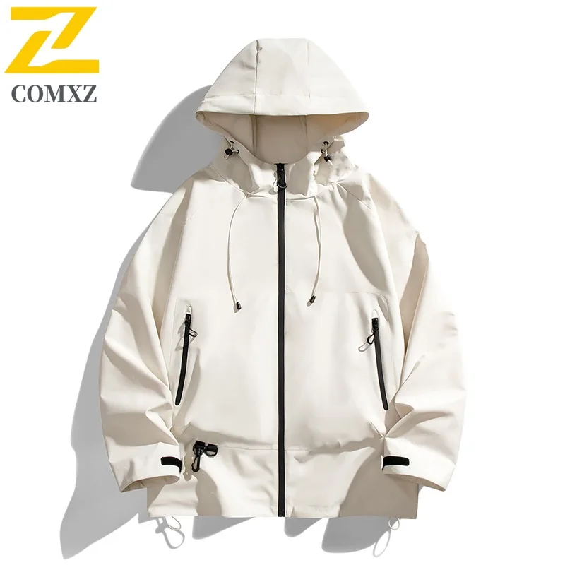 

COMXZ 2025 мужские куртки для пешего туризма, путешествий, кемпинга, американская водонепроницаемая ветровка, весеннее легкое пальто из софтшелла с капюшоном