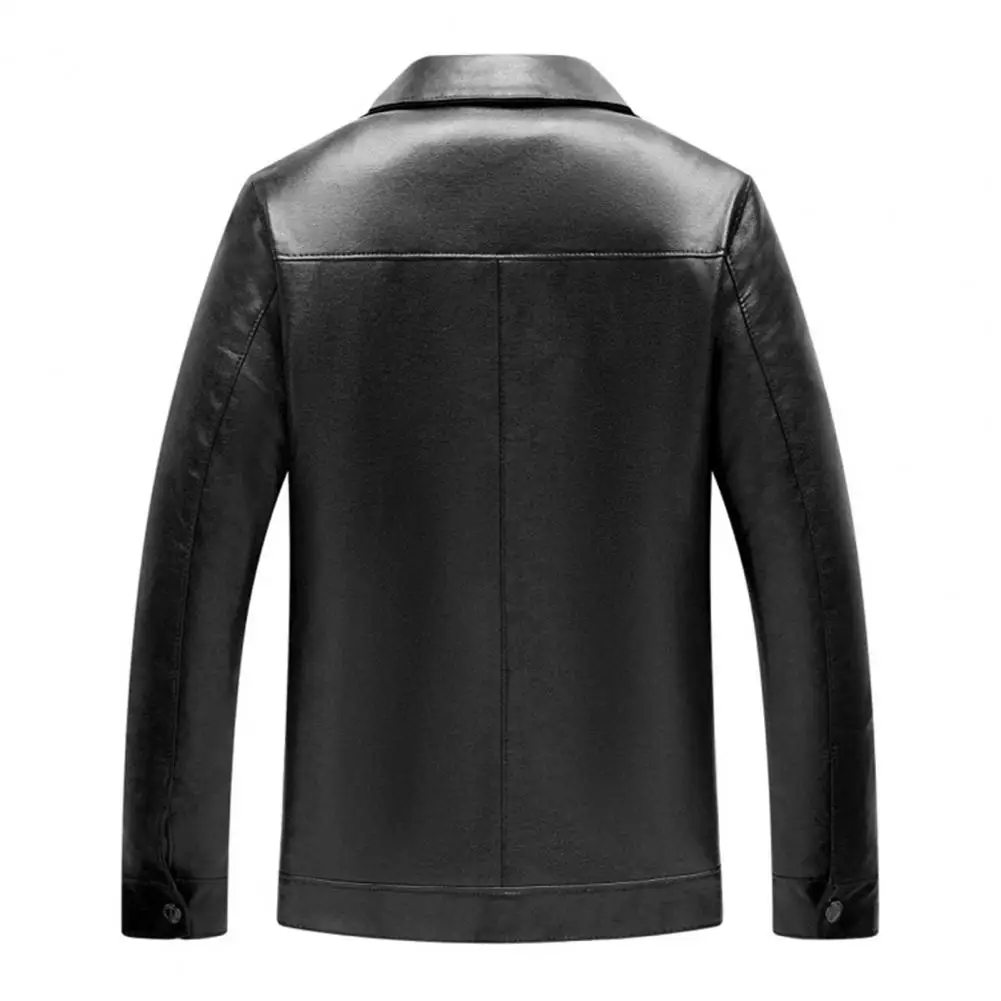 High-quality Men Jacket Stylish Men's Slim Fit Faux Leather Biker Jacket with Zipper Pockets for Spring Autumn for Windproof