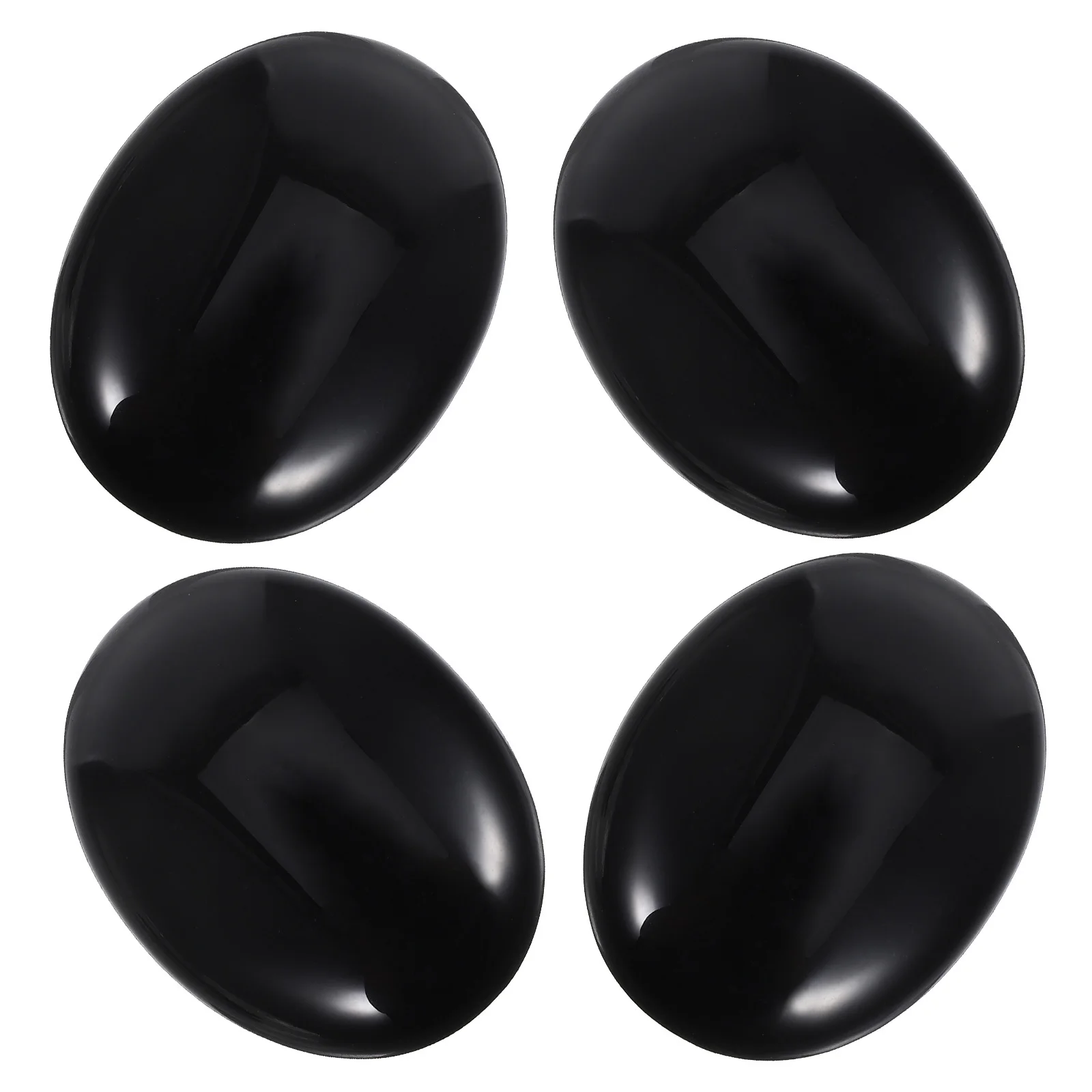 

4Pcs Oval Black Obsidian Palm Stones Polished Smooth Pocket Massage Crystals Natural Energy Polished Pocket Stones