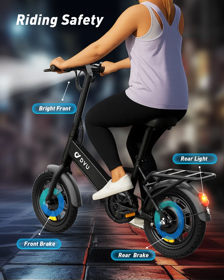 【1 Year Warranty】DYU C3 14 inch Folding Electric Bicycle Peak 500W Motor 280WH Battery Electric Bike,20mph City E-bike UL2849 image 5
