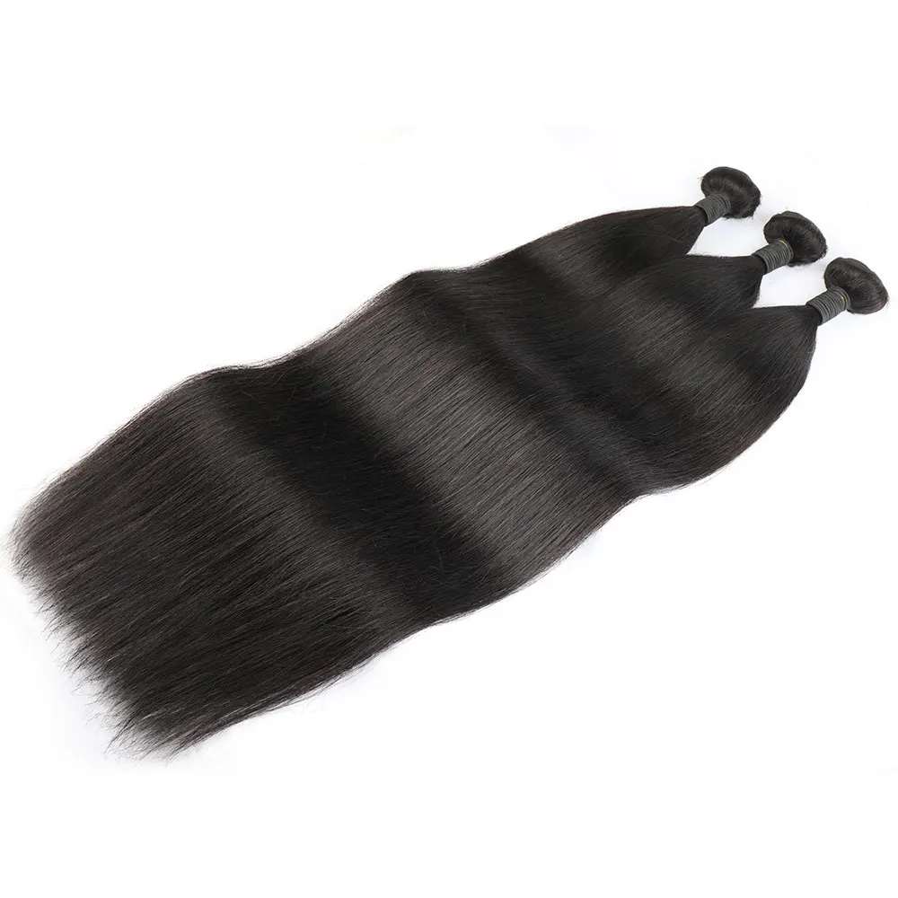 Pacotes de cabelo brasileiro em linha reta tecer cabelo humano feixes de extensão do cabelo remy preto natural 10-20 polegadas remy feixes de cabelo humano