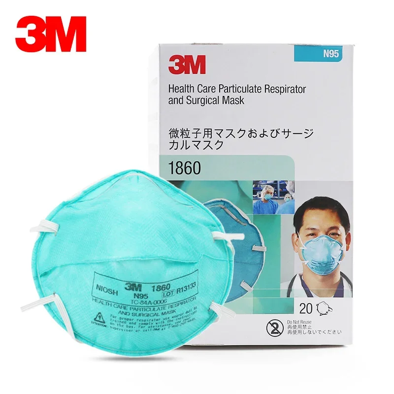 3M1860 Facial Mask Adult Size N95 NIOSH Approved Respirator Health Care Headband Professional Anti PM2.5 Pollen Dust Mist Mask