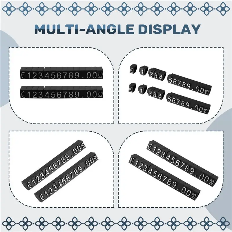 30Sets Plastic Cubes Price Display Tags Adjustable Number Stand Frame Label Shop User-Friendly