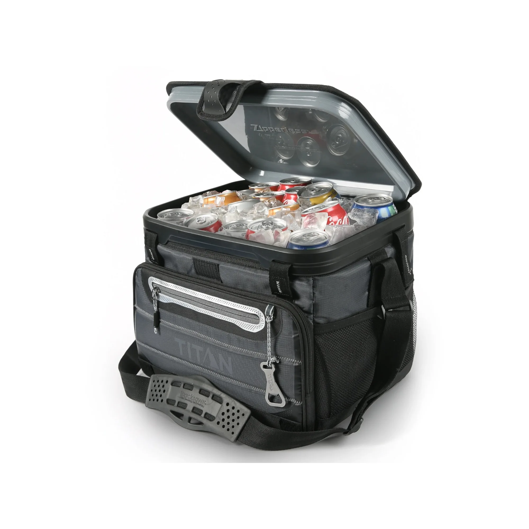 Collapsible Zipperless Soft Cooler, Black,Holds 40 cans/27 quarts