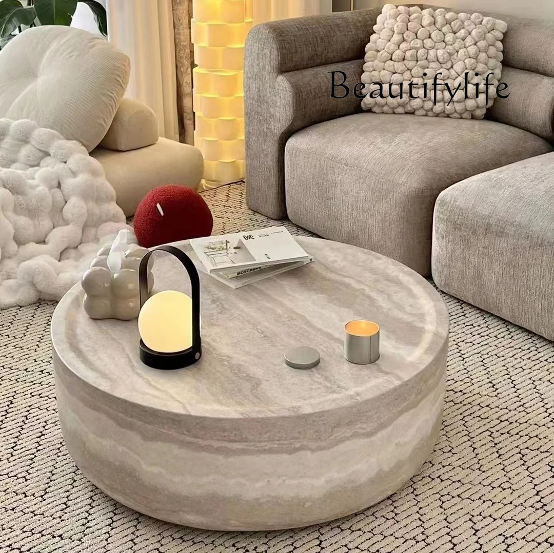 

X Luxury Wabi Sabi Round Coffee Table - Premium Marble Tea Table, Designer Art Centerpiece For Elegant Living Room & Airbnb