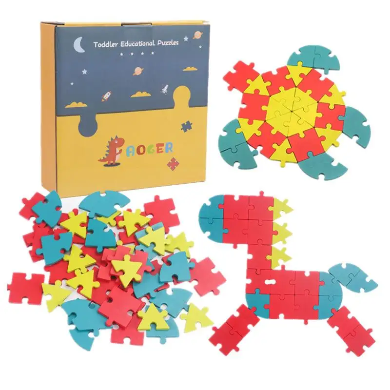 40 Pieces Buckle Creative Fun Puzzle Children's Early Education Educational Geometry Shape Numbers Letters Variety Puzzle Toys