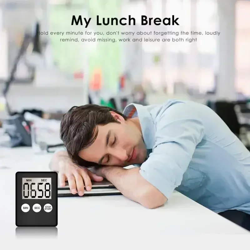 Magnet Kitchen Cooking Timers LCD Digital Screen Square Count Up Countdown Alarm Clock For