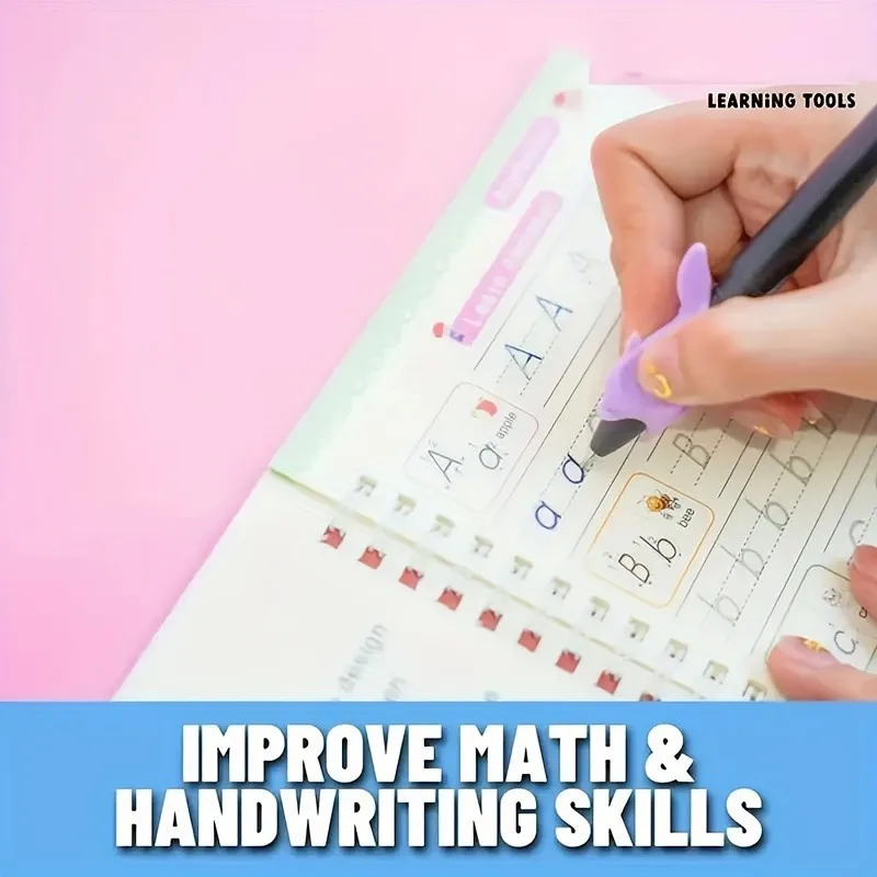 4pcs/set Reusable Children 3D Copybook for Calligraphy Numbers Handwriting Learning Math Book Writing for Kids Toys