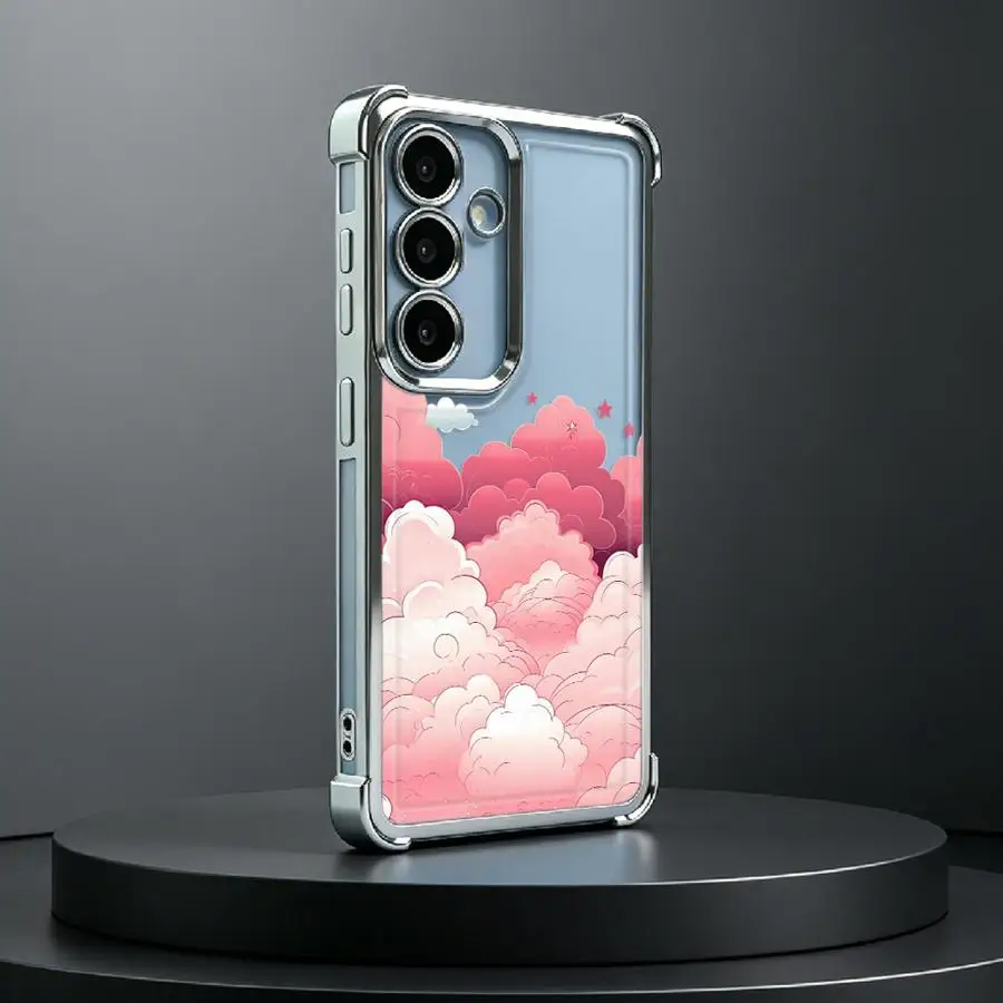 Pink Cloud Doodle Print Soft Phone Cover Case for Samsung Galaxy S26 Ultra Note 20 S23 Plus S24 S22 S21 S25 Edge S20 FE
