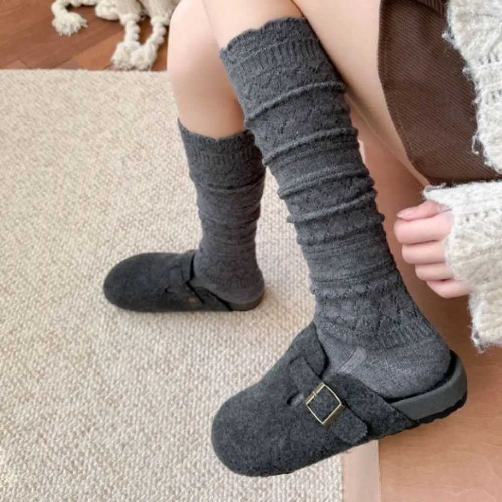 New Knitted Hollow Calf Socks Breathable Harajuku Street Stacked Long Tube Socks Casual Warmth Mid Tube Socks Women Girls