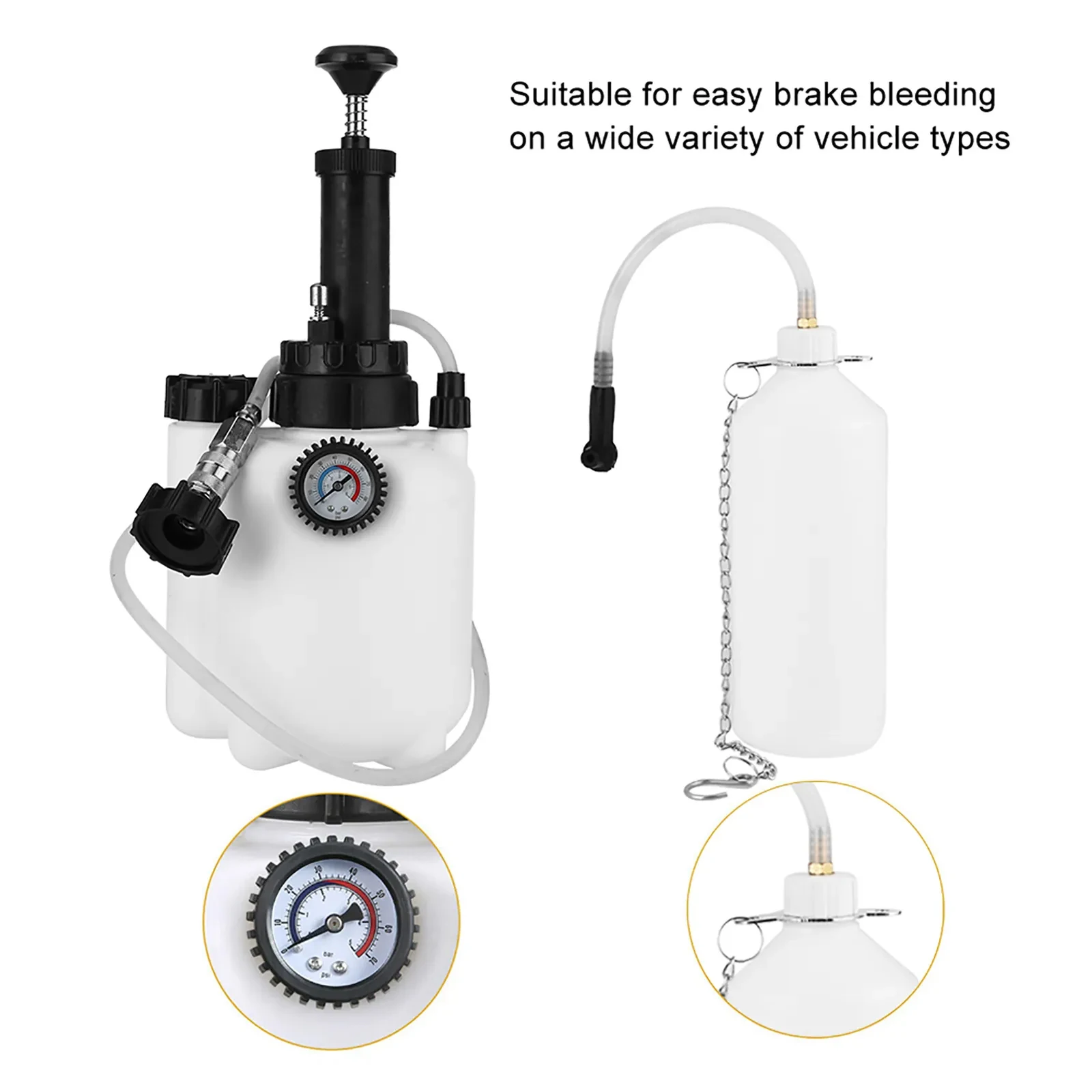 3L Brake Fluid Bleeding Kit for Most European Master Cylinders,Brake Bleeder Brake,3L Capacity Manual Brake