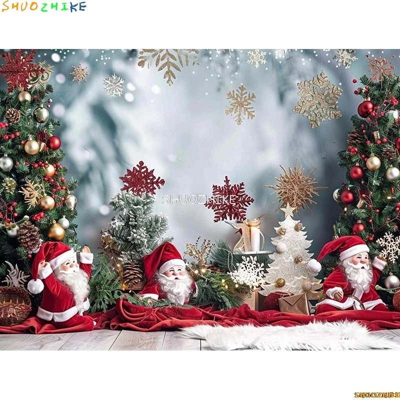 شجرة الكريسماس مع صناديق هدايا ، خلفيات تصوير فوتوغرافي ، ديكورات الثلج الشتوية ، باب خشبي ، مدفأة ، خلفية غرفة ، مستلزمات ،