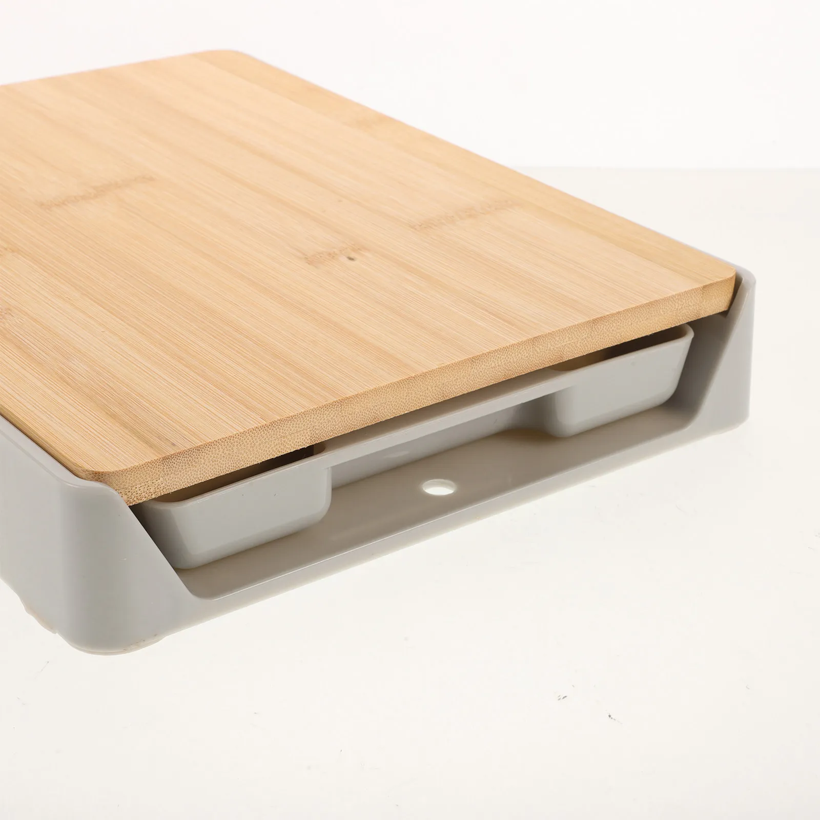Cutting Board with Slide-Out Storage Tray for Kitchen Food Prep Chopping Serving Organizing Smooth Surface Sturdy