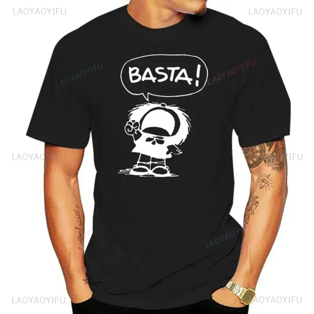 Funny Basta Cartoon Harajuku Nostalgia Men's and Women's Short Sleeve Printed T-shirt Casual Unisex Couple Gift Tee Shirt