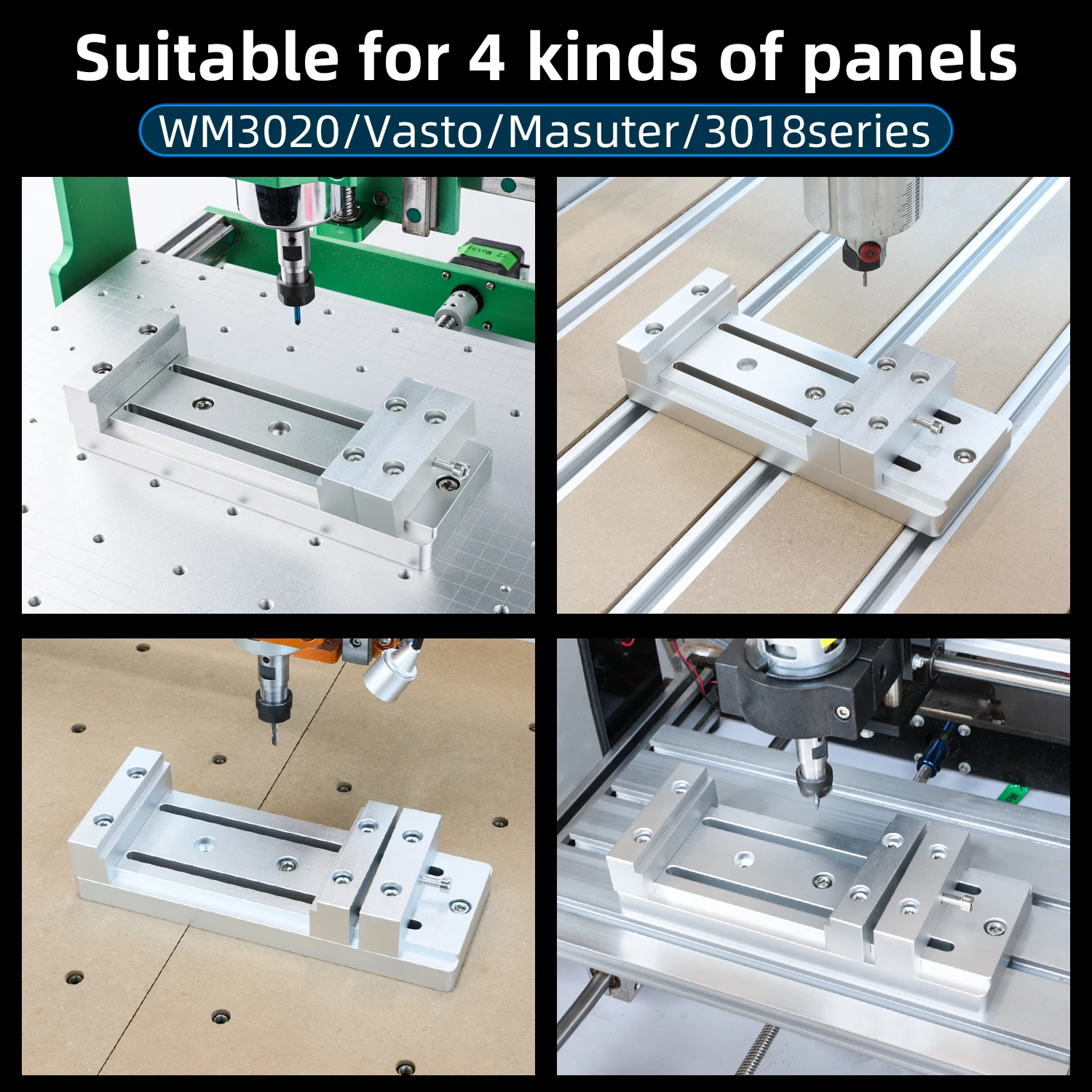 FoxAlien-Mini tornillo de banco de perfil bajo para máquina enrutadora CNC, abrazadera de sujeción de trabajo para WM3020 Masuter Pro Vasto