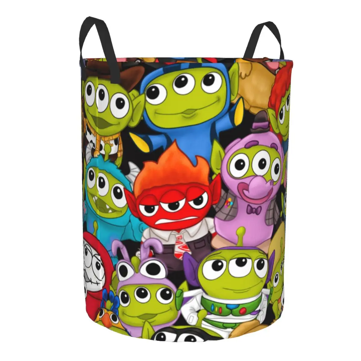 Custom Anime Toy Story Aliens Little Green Men Laundry Basket Foldable Movie Clothes Toy Hamper Storage Bin for Kids Nursery