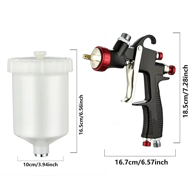 Professional Aluminum Alloy Automotive Spray Gun Kit 1.3/1.5/1.7mm Nozzles High Atomization Gravity Feed