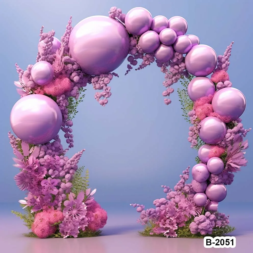 Colorful 3d Arched Shape Floral Balloons Backdrops Cake Smash Birthday Wedding Newborn Baby Portrait Backgrounds Photozone Props