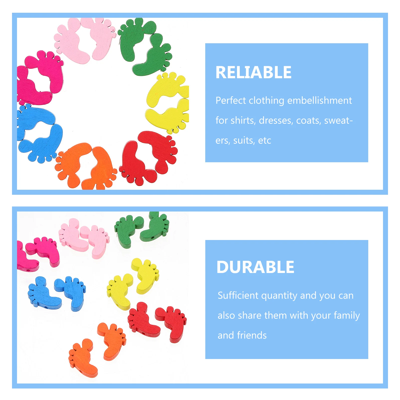 

100Pcs Wooden Coat Buttons Creative Feet Design for DIY Sewing Crafts Clothes Replacement Decorative Accessories