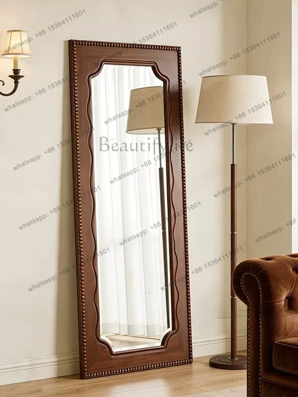 American retro full-length mirror wall-mounted living room entrance antique full-length mirror French