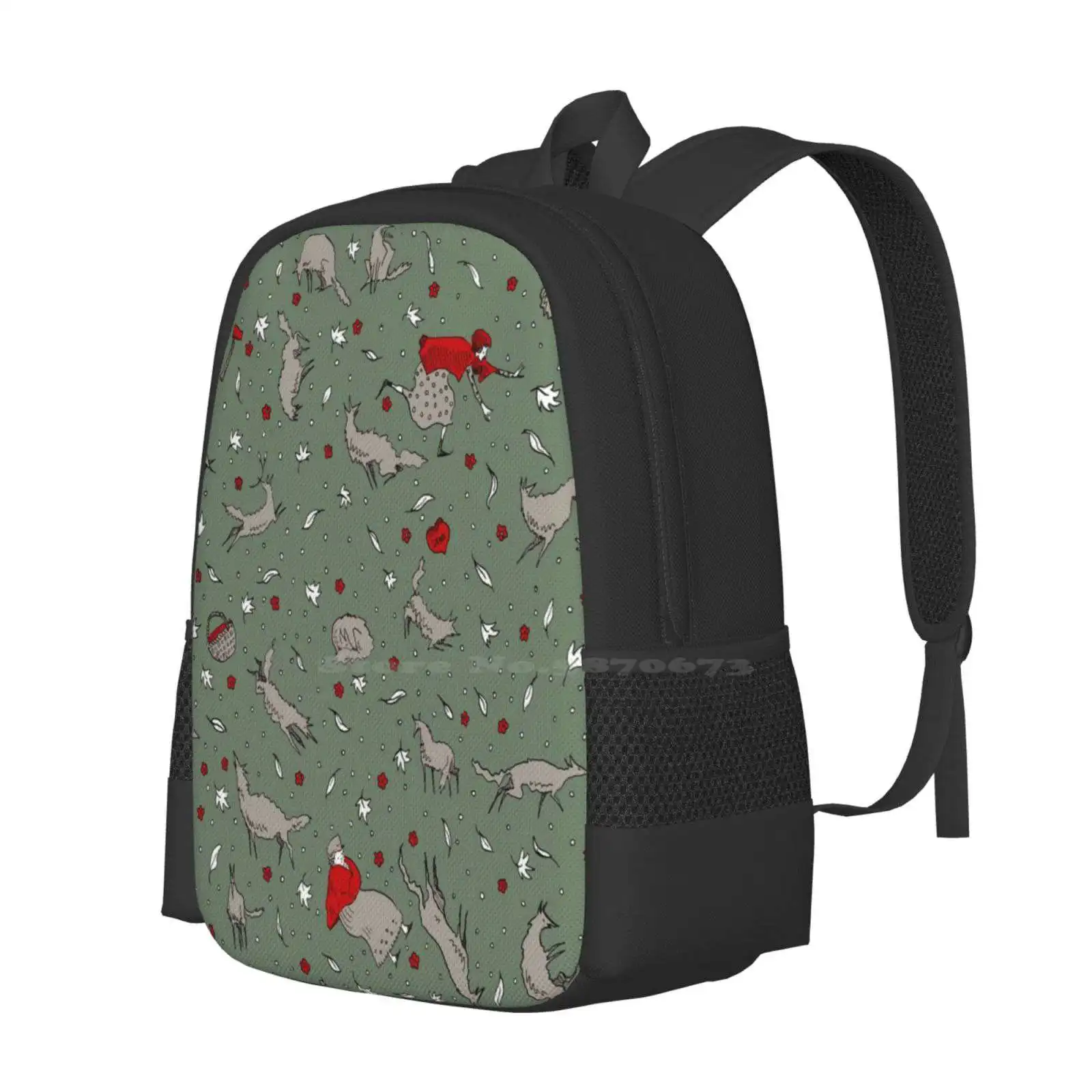 All The Wild Wolves... Pattern Design Laptop Travel School Bags Fairytale Little Red Riding Hood Wolf Wolves Dogs Storybook