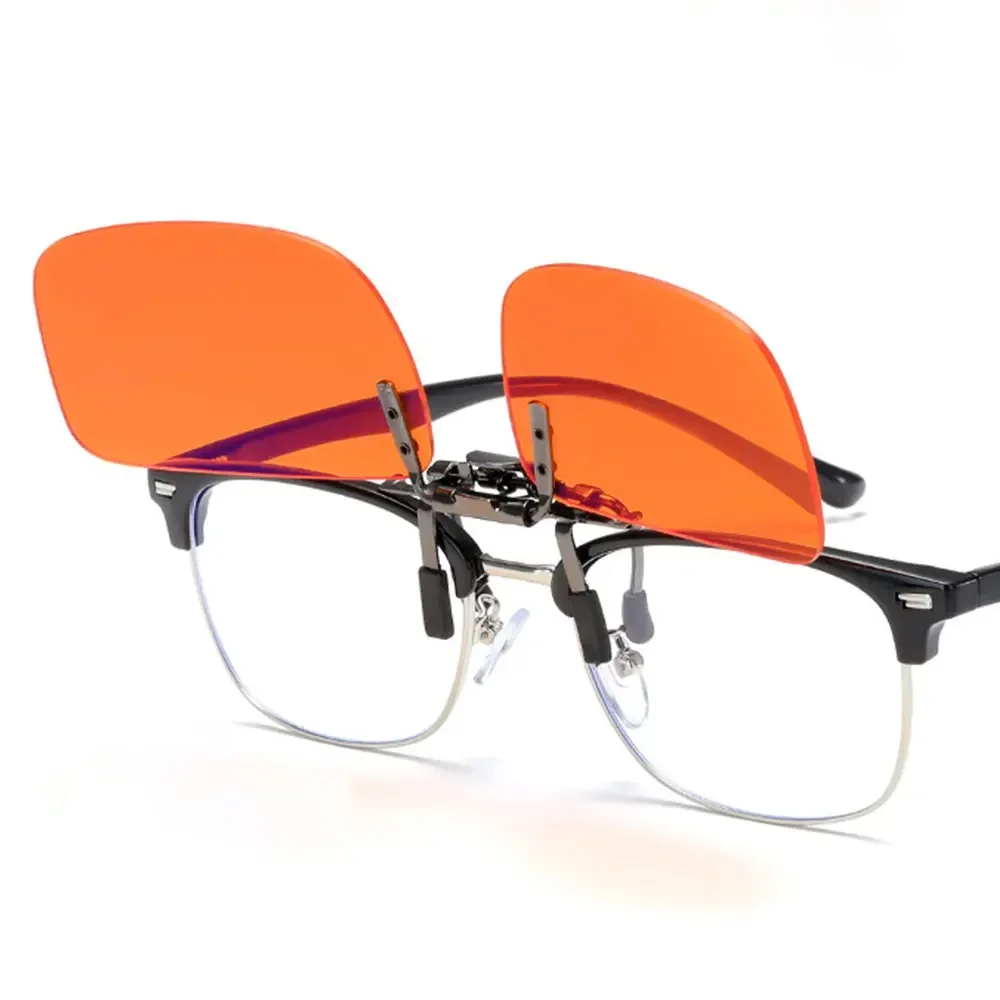 Red Lens Clip on Better Sleep Anti Blue Light ClipOn Orange Lens Clip on Night Vision Yellow Lens Clip on Cut Blue Light
