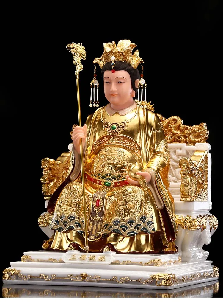 High grade gilding gold jade Royal BUDDHA figure HOME Prosperity SAFE LUCKY Omnipotent God WANG MU NIANG