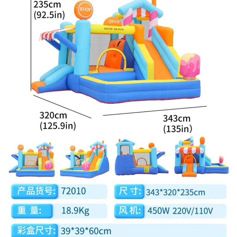 Ice cream house bouncy castle children's trampoline household indoor and outdoor slides trampoline amusement park naughty castle