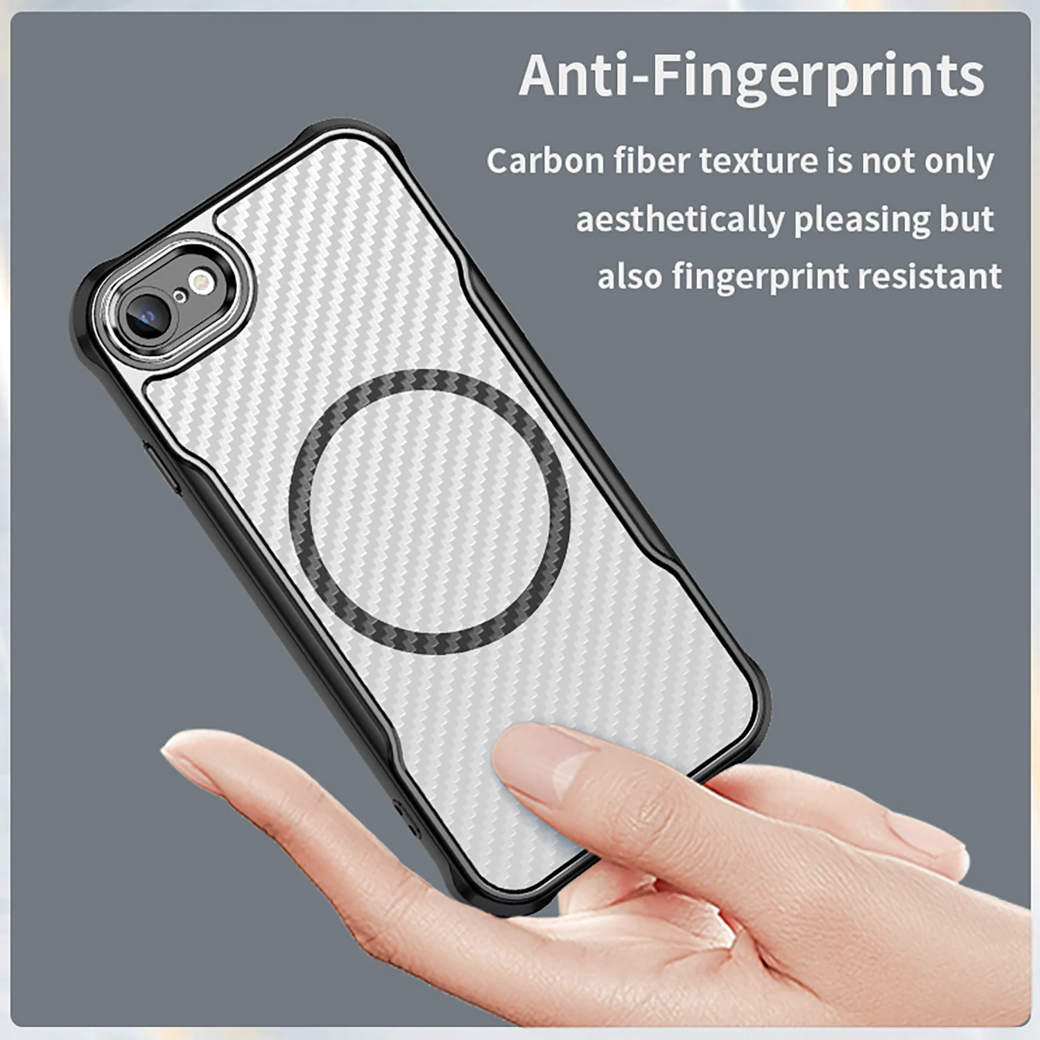 Suitable for iPhone 7 Carbon Fiber Apple 8 Magsafe Wireless Charging Case SE2 Translucent Armor iPhone SE3 Anti-drop Phone Case