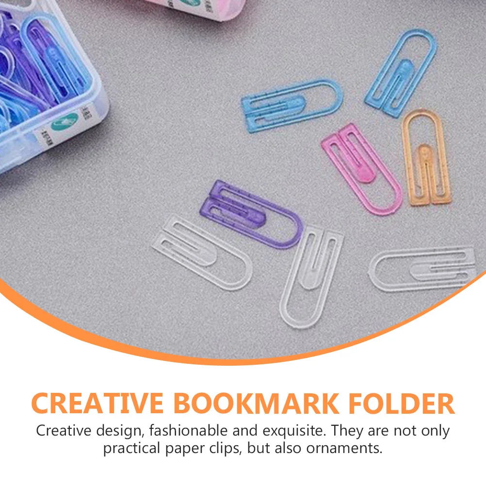 

120pcs Creative Bookmarker Clips Anti-Slip Plastic Paperclips Office Supplies Multi-Function File Fixation Colored Clips For