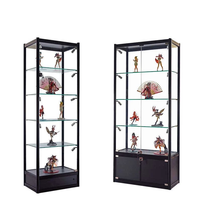 Store Display Cabinet Dust-proof Gift Rack Panoramic Glass Cabinet Aluminum Frame Vertical Glass Display Cabinet
