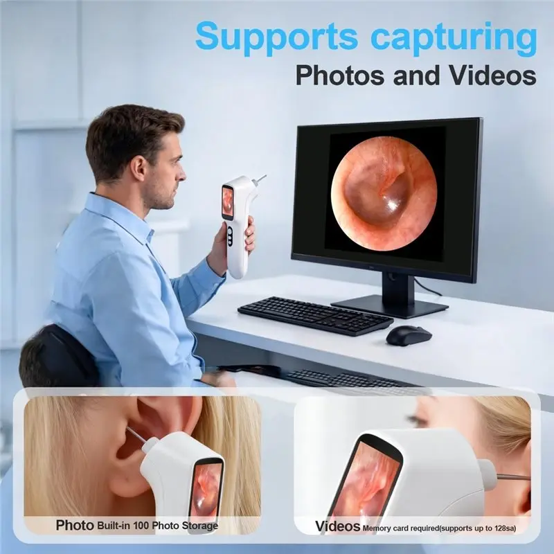 [NEW!A25P】 Digital Otoscope With IPS Screen, 720P HD Smart Visual Ear Camera,Ear Scope Otoscope Camera ,Ear Wax Removal Tool Cam