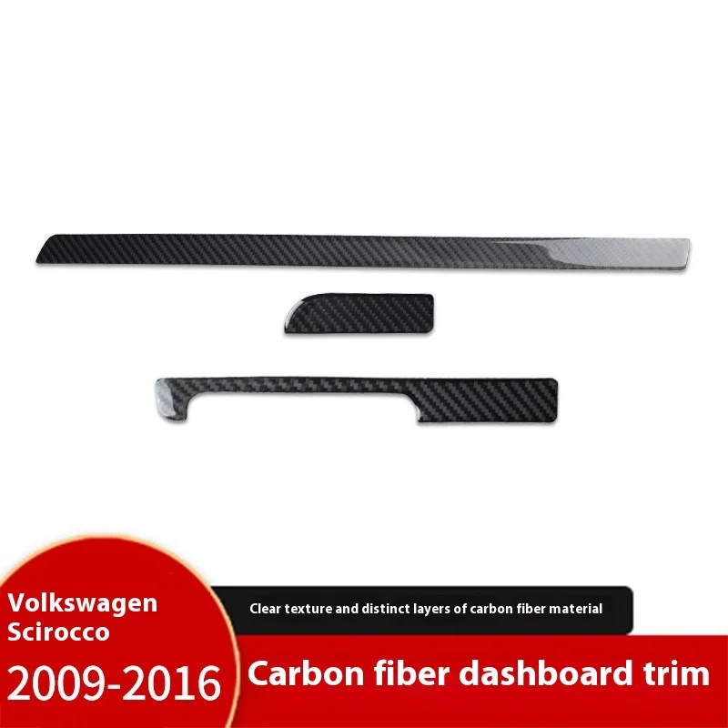 

For Volkswagen Scirocco Interior Modified Real Carbon Fiber Dashboard Decorative Strips, Auto Parts
