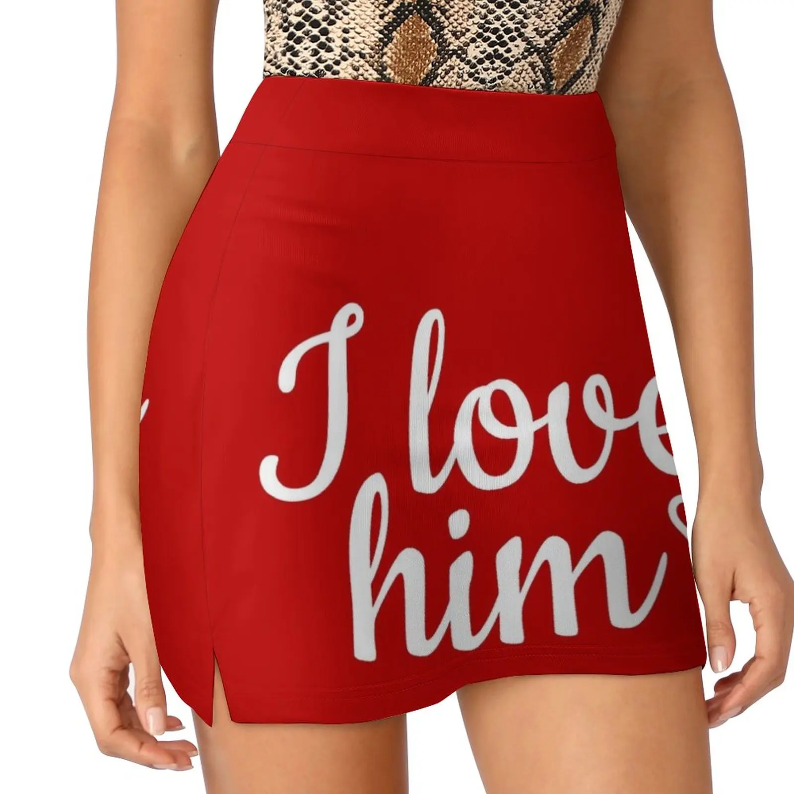 I love him red Light Proof Trouser Skirt cute skirt korean style clothes women 2023 korean clothes ladies