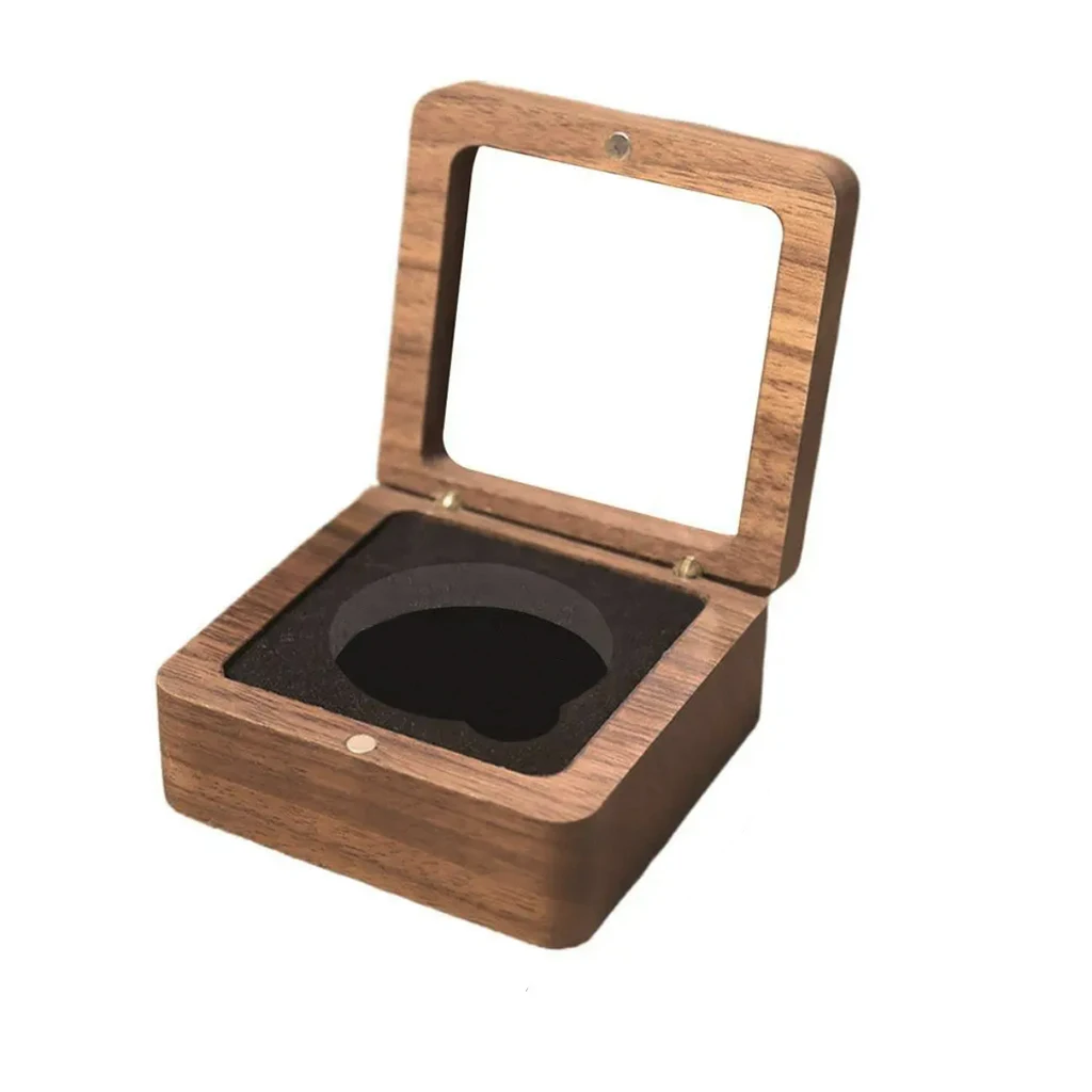 Caja expositora de monedas individuales de madera, estuche de almacenamiento con soporte para monedas militar de desafío con almohadilla de terciopelo suave para coleccionistas de monedas