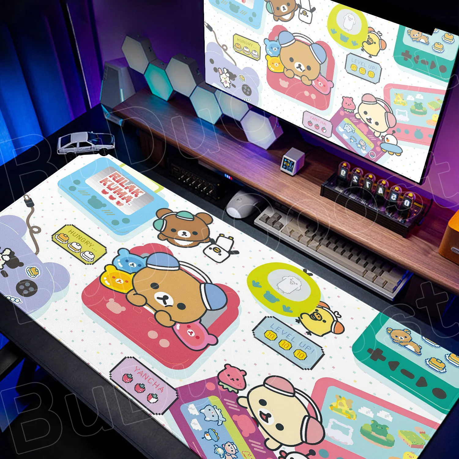 

600x300mm Natural Rubber Table Mat Minimalism New Rilakkuma Non-slip Office Carpet XXL Anime Kawaii Laptops Decoration Mouse Pad