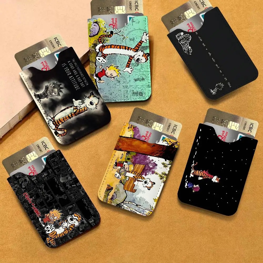 Cartera Delgada Cuero PU C-Calvin H-Hobbes