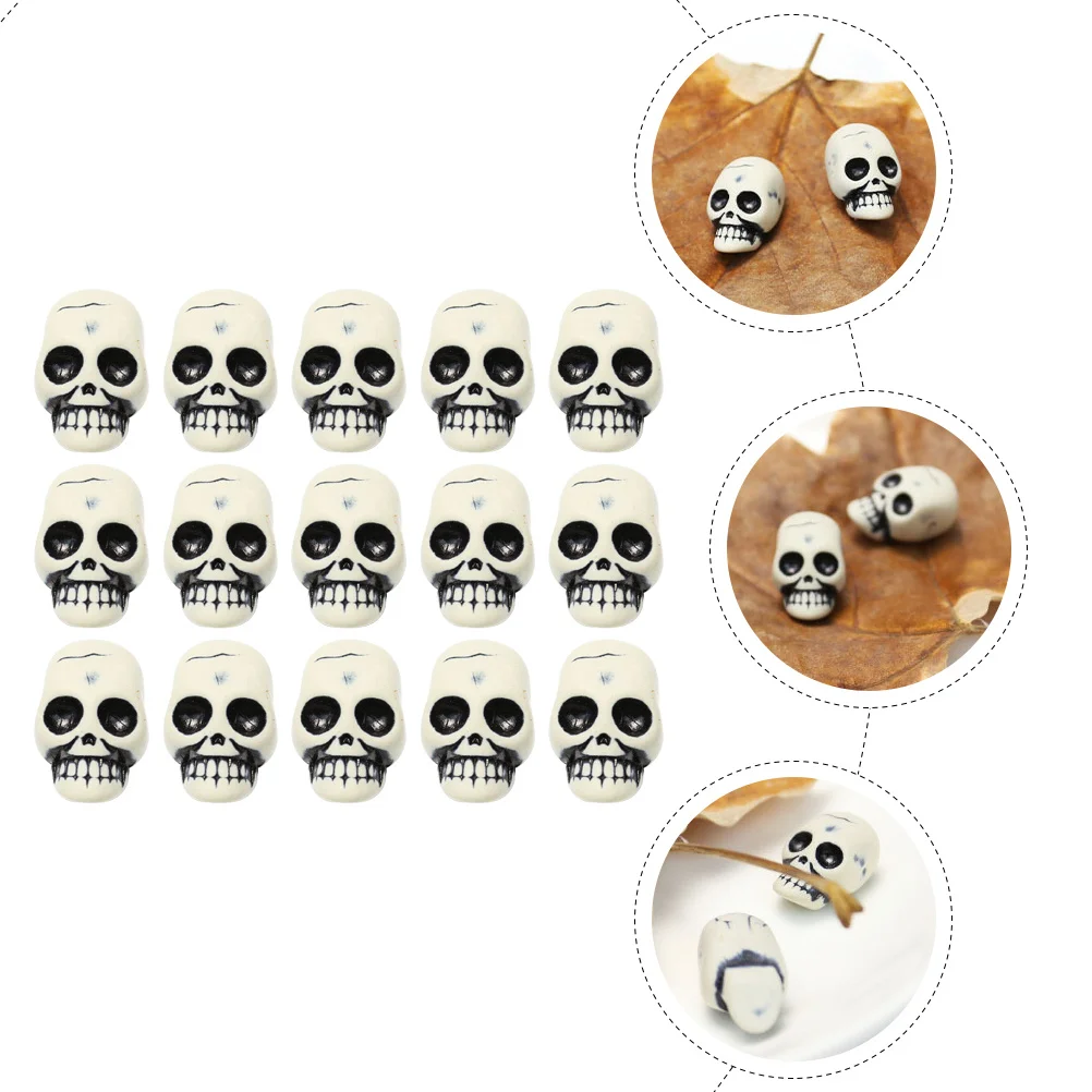 

25pcs Halloween Skull Head Decor Resin Small Skull Realistic Horror Tiny Craft For Prank Party Haunted House Novelty