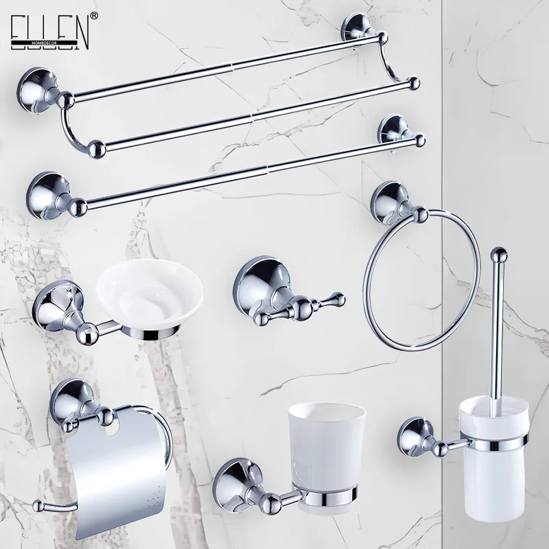 

Chrome plated wall-mounted towel rack bathroom hardware pendant set paper towel holder coat hook toilet brush ELA68C