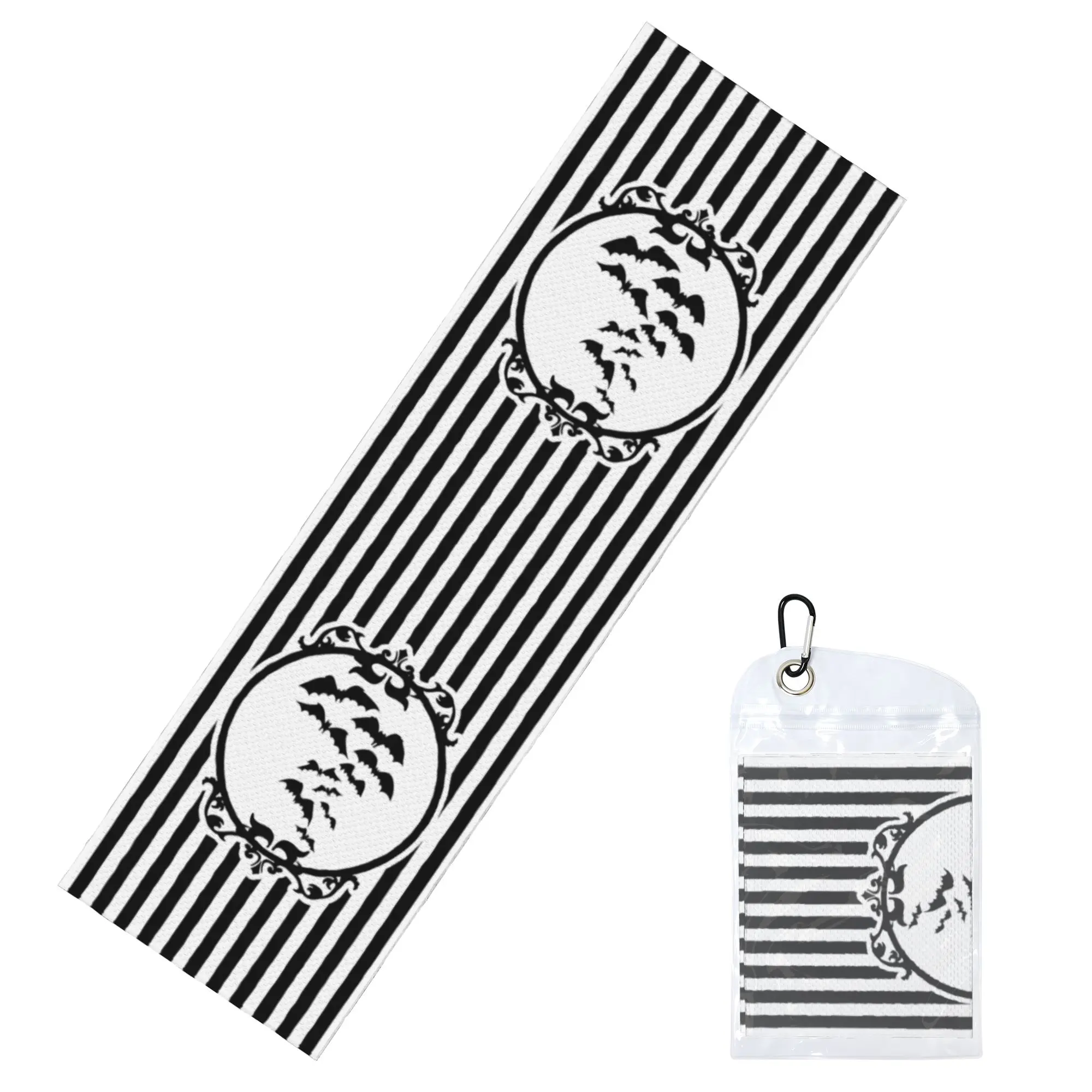 Stripes And Bats Cold Exercise Towel Goth Occult Witch Halloween Yoga And Fitness Running Outdoor Activities Travelling Towels