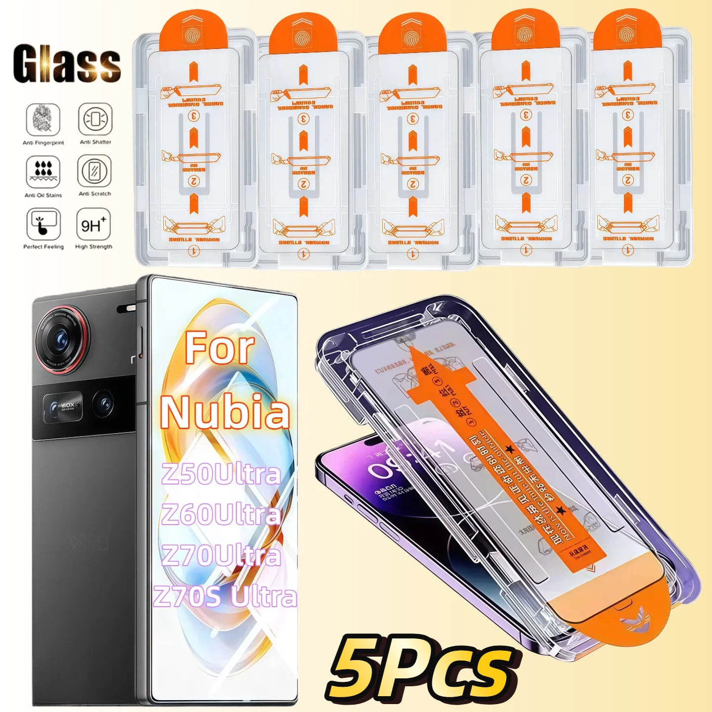 

5PCS High Definition Tempered Glass Screen Protector for ZTE Nubia Z50 Ultra/Z60 Ultra/Z70 Ultra/Z70S Ultra, 9H Hardness
