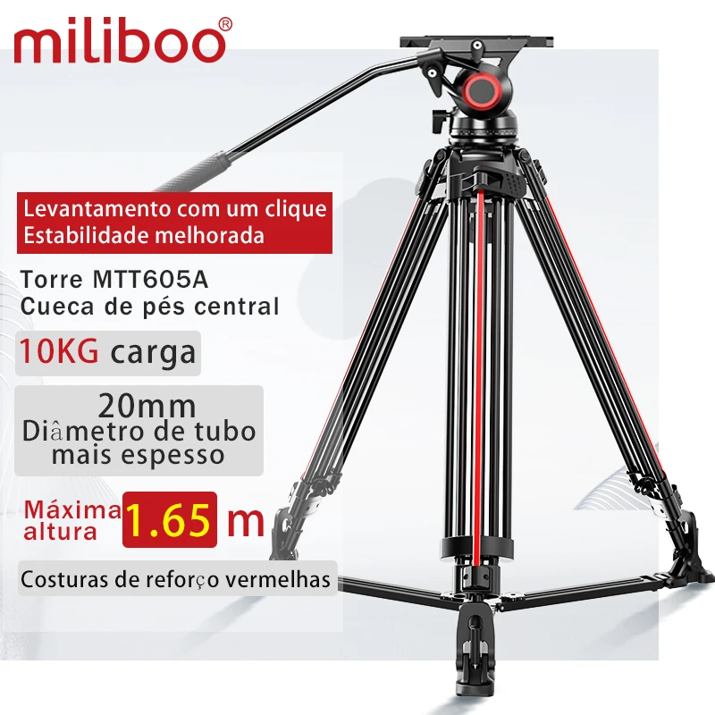 Miliboo MTT605 Vídeo Tripé Profissional Camera Stand/Suporte Fotografia Suporte para dslr Camcorder Fotografia Envio Rápido,tripé câmera profissional,tripes para câmera gimbal estabilizador