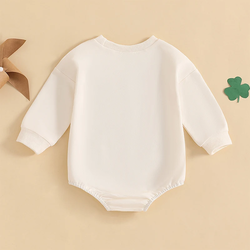 

Stylish Unisex Shamrock Print Rompers for Infants Long Sleeve Irish Festival Bodysuits Trendy Fall Jumpsuits for Baby Boys