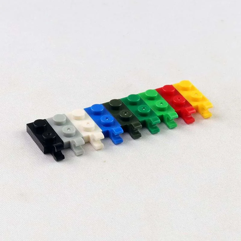 100 Stück Teil 63868 42923 Platte modifiziert 1x2 mit U-Clip am Ende MOC DIY Baustein Ziegel Spielzeug
