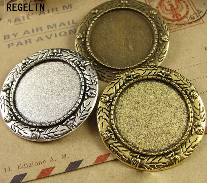 REGELIN 5pcs/lot Inner size 25mm brooch base Pendant Setting Fit Cabochon Brooch Setting Tray DIY Jewelry Findings