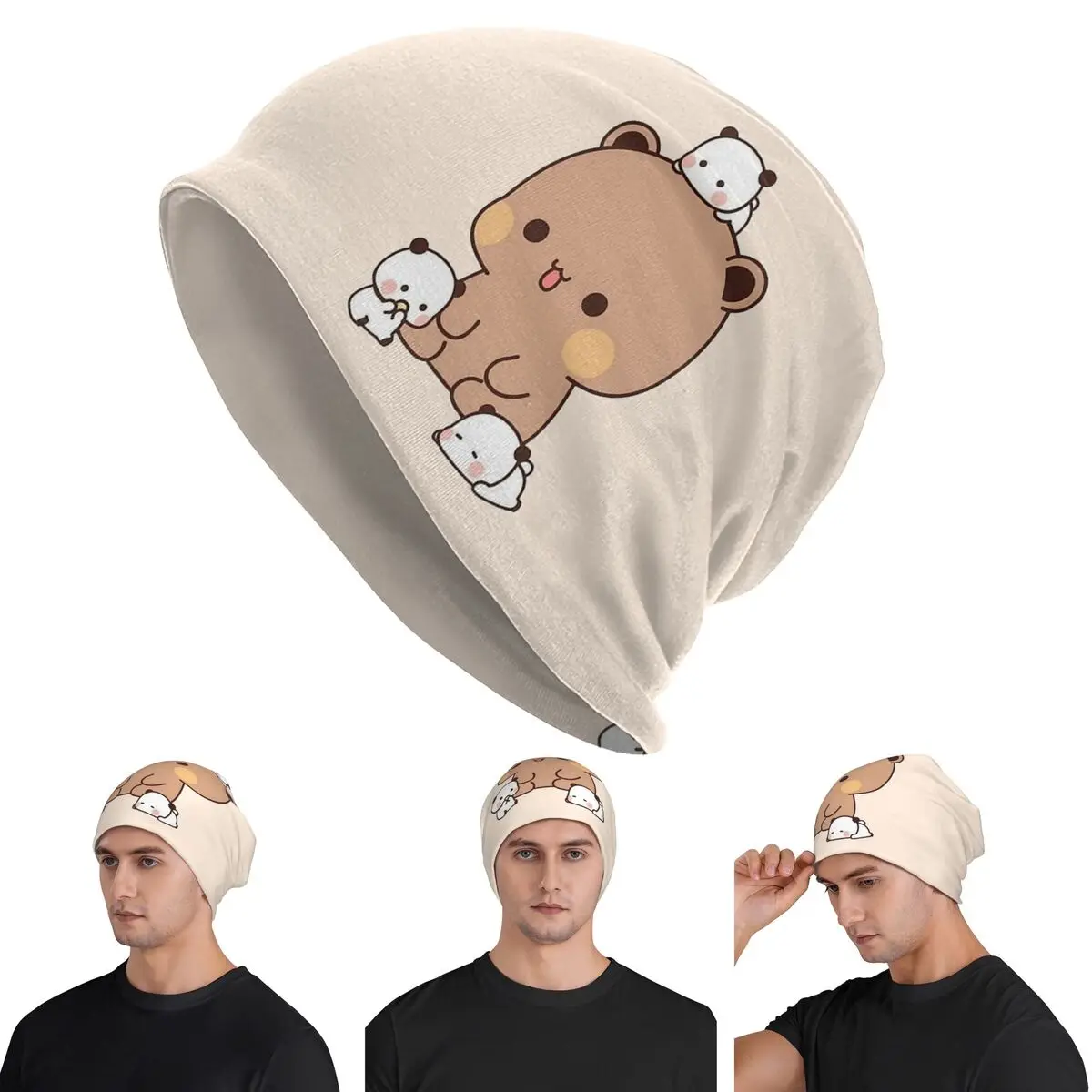 

Панда Брауни Медведь Моти Кошки Skullies Шапки Шапки Теплая осенне-зимняя уличная шапка Вязаные шапки для взрослых унисекс