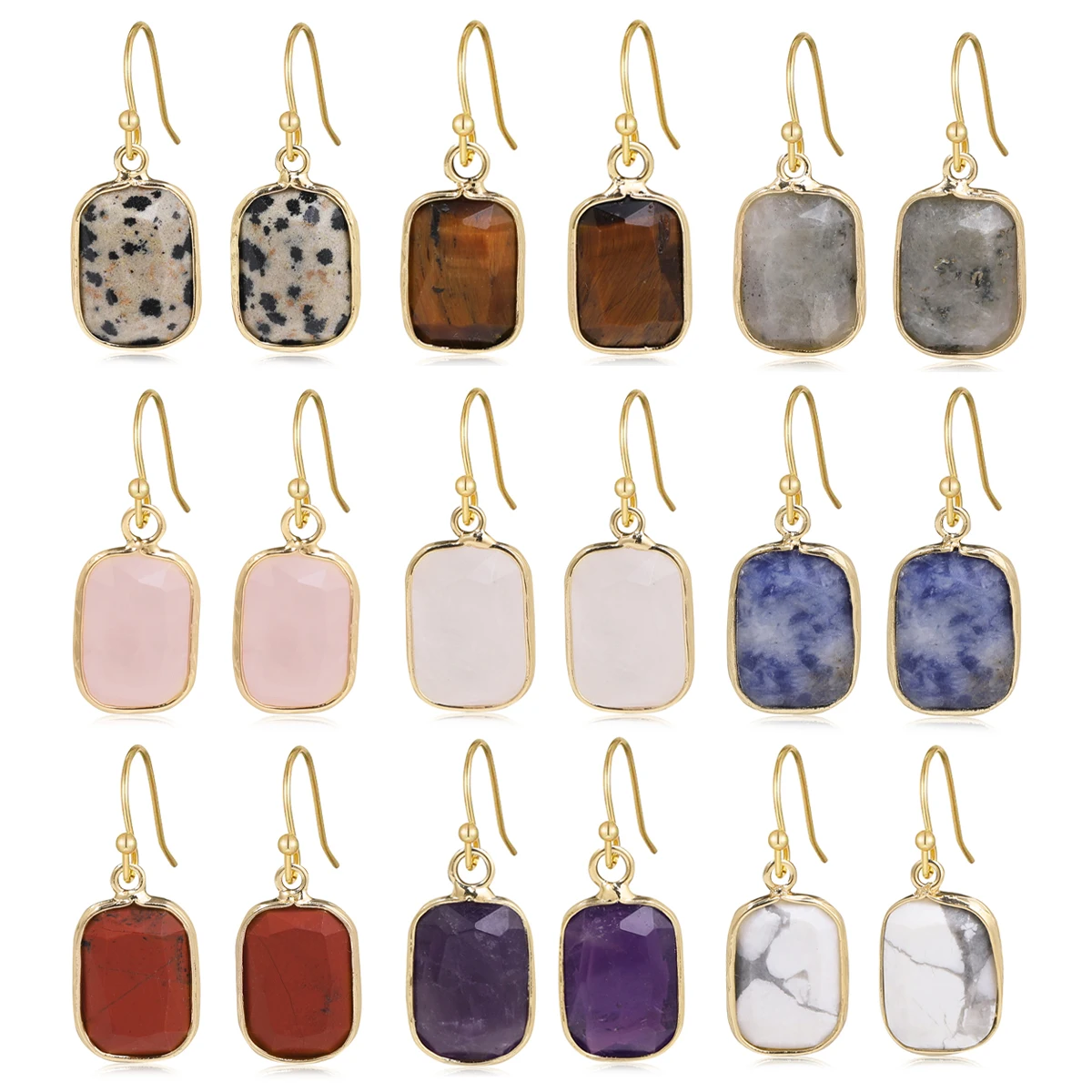 

Natural Gemstone Women's Earrings Fashionable And Simple Rectangular Style Women's Earrings Exquisite Jewelry Gifts Wholesale