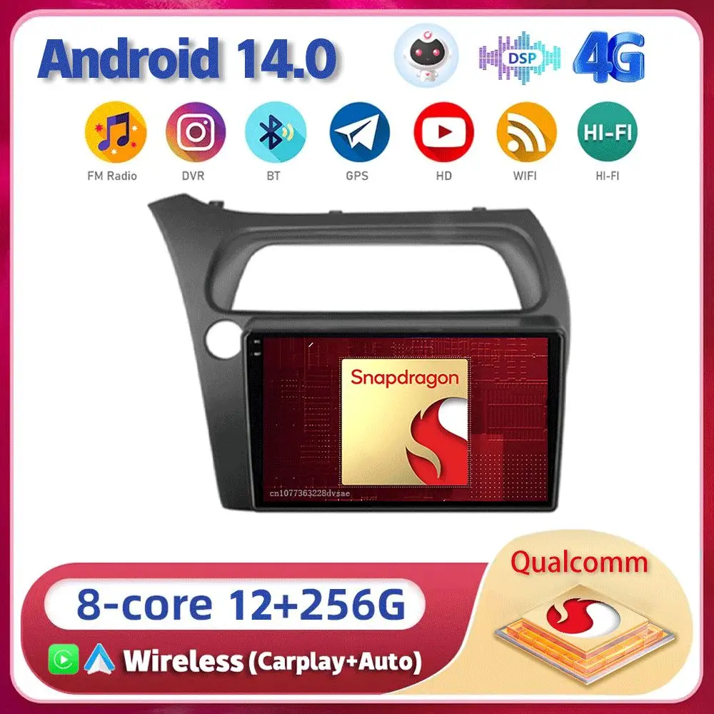 

Android 14 Carplay Auto For Honda Civic Hatchback 2006 2007 2008 2009 2010 2011 Multimedia Car Radio Player WIFI+4G 2DIN Stereo