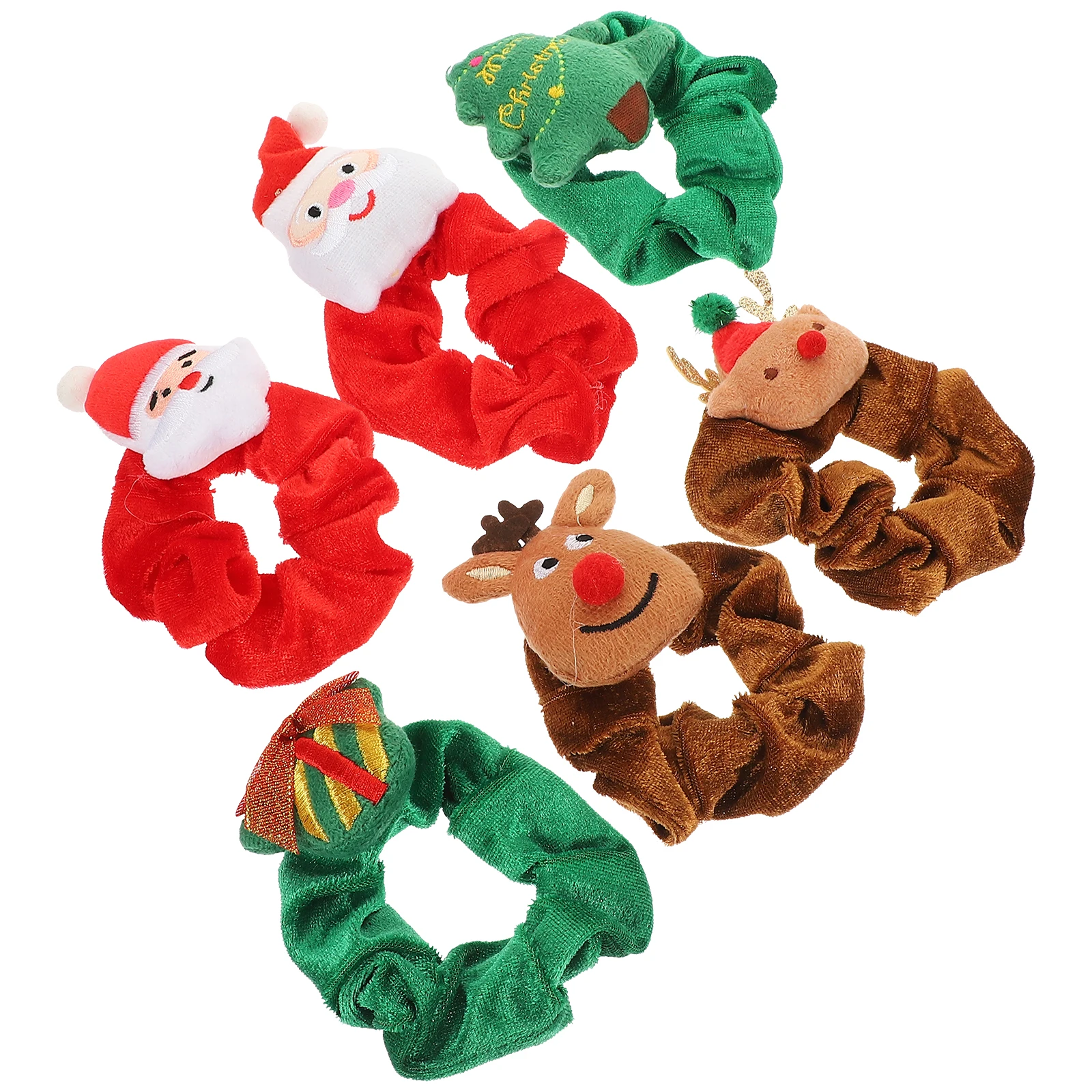 

6Pcs Christmas Hair Accessories Trendy Hair Scrunchies Rope Classic Holiday Colors Matching Headwear for Home Trip Celebration