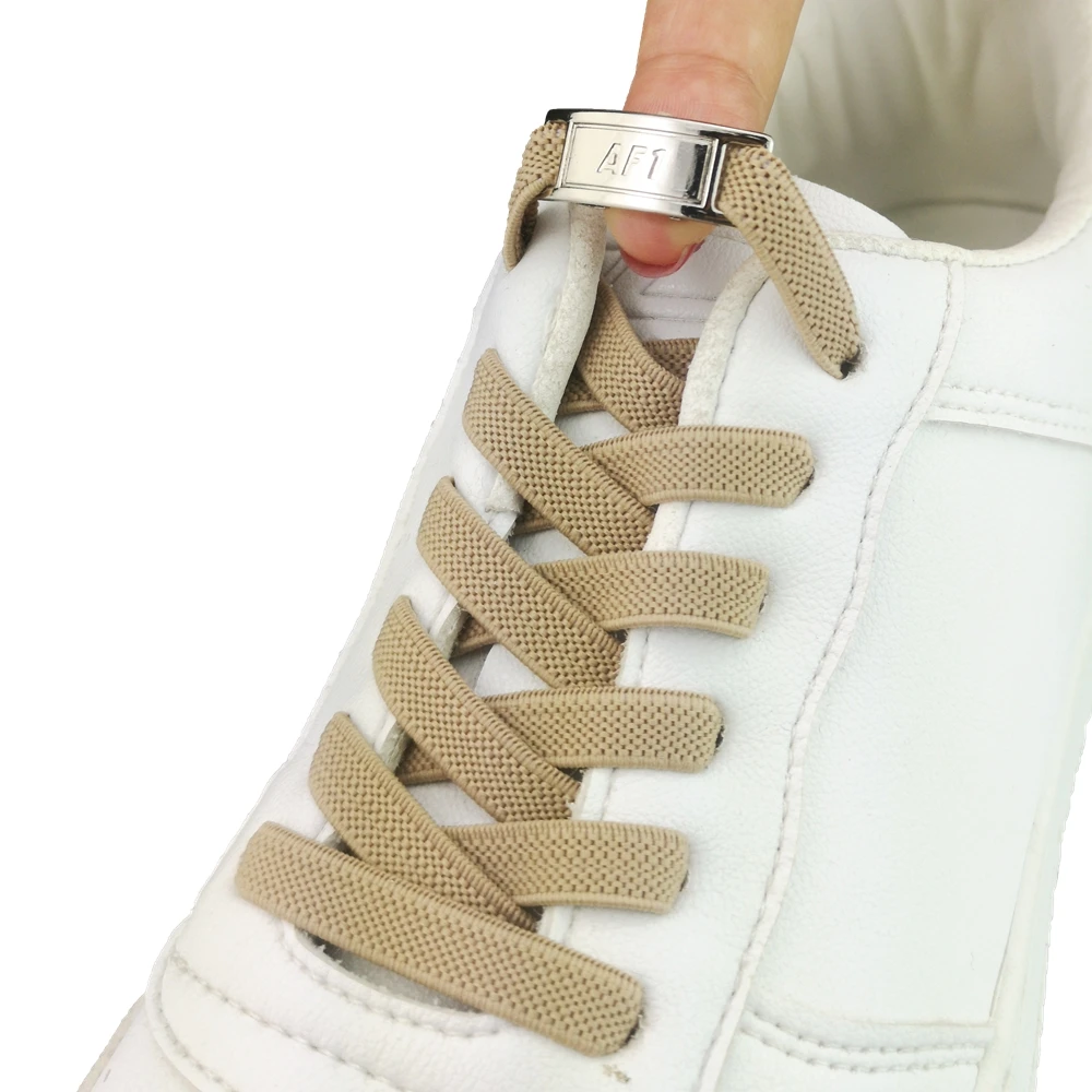 

2023 New No Tie Shoe laces Elastic Laces Sneakers Flat Shoelaces without ties Kids Adult Quick AF1 Quality Metal Shoe lace